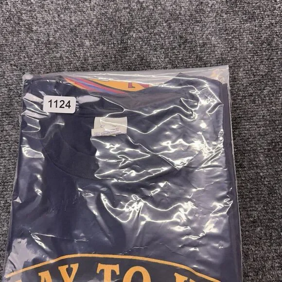 Vintage 90s College Ware Basketball T Shirt Men L Navy Single Stitch Made In USA - Picture 11 of 11